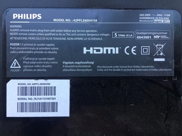 Ремонт жк телевизора Philips 42pfl3606H/58 - нет дежурки